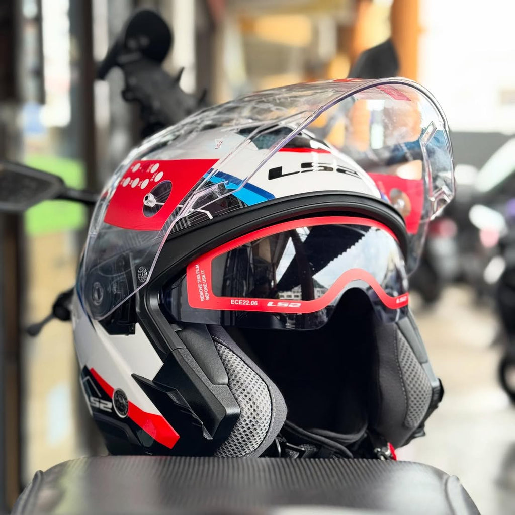 HELMET LS2 OF618 VERSO II AIR WHITE BLUE RED