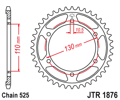 JT Sprockets JTR1876.43 Steel Rear Sprocket 43TEETH ORGINIAL