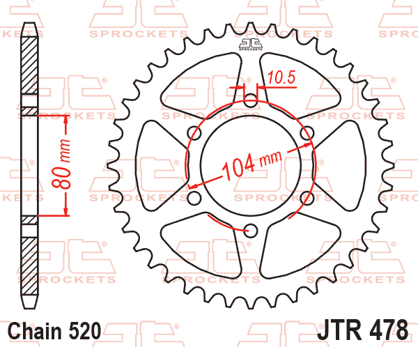 JT Sprockets JTR478.46 Steel Rear Sprocket 46TEETH ORGINIAL