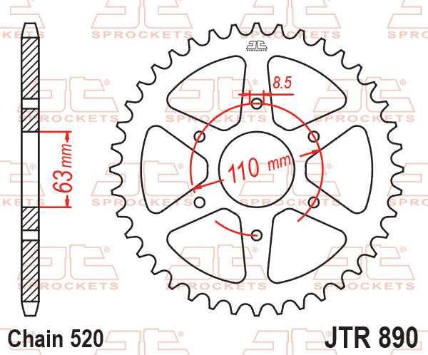 JT Sprockets JTR890.45ZBK Steel Rear Sprocket 45TEETH ORGINIAL
