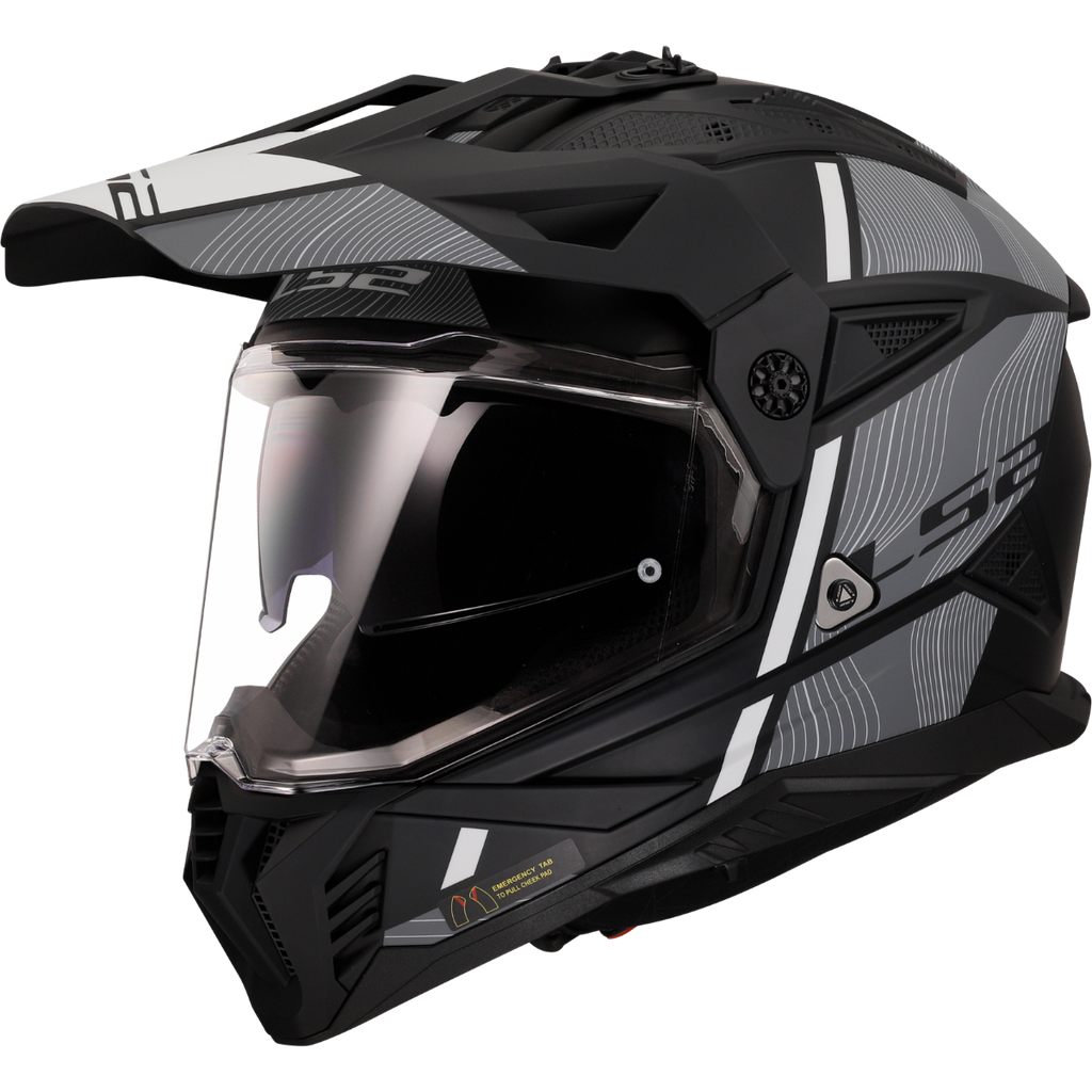 HELMET ‏LS2 MX702 PIONEER II HILL BLACK WHITE