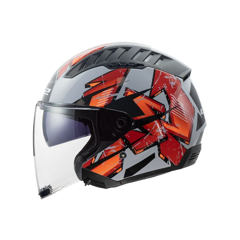 HELMET LS2 OF600 COPTER KANJI GREY RED